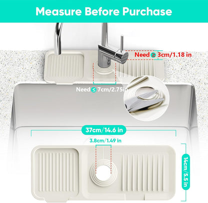 24 Inch Longer Faucet Mat for Kitchen Sink, 5° Slope Fast Self-draining, Kitchen Sink Splash Guard Silicone Sink Faucet Mat Splash Guard Kitchen Sink Area Tidy Splash Faucet Guard Draining Mat