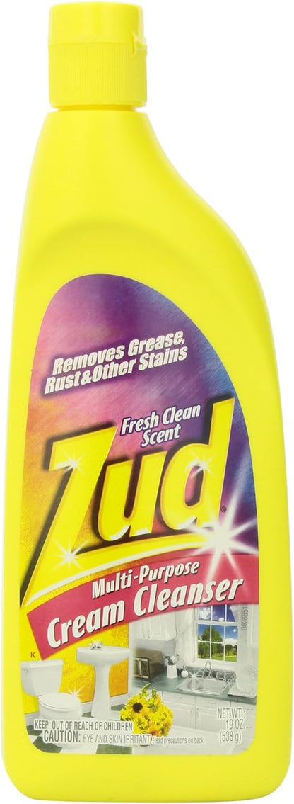 Zud Cream Cleanser (2-Pack) - Ultimate Bathroom Cleaner / Bleach-Free Formula for Shiny Surfaces / Removes Rust, Hard Water Stains, & Grime / Best for Countertops, Bathrooms, Marble, and More (530019)