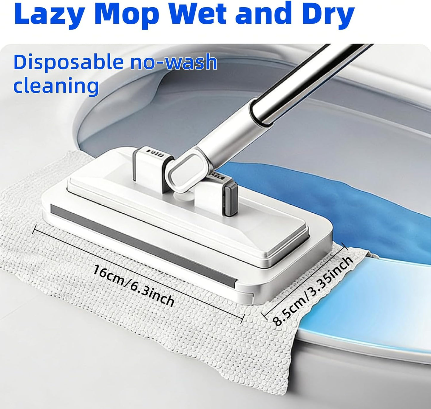 Press Grip Mini Mop, Zero-Touch Gap Dust Cleaner with 39in Lazy Mop & Hands-Free Lock Head, Disposable Dust Mop for House Wall Bathroom Toilet Corners Multi Surface Cleaning with 5 Cloths