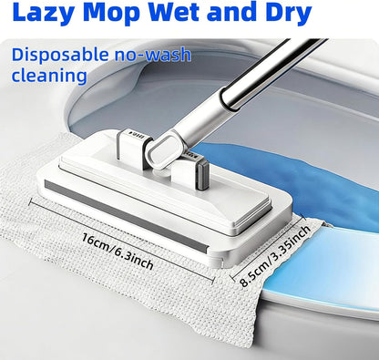 Press Grip Mini Mop, Zero-Touch Gap Dust Cleaner with 39in Lazy Mop & Hands-Free Lock Head, Disposable Dust Mop for House Wall Bathroom Toilet Corners Multi Surface Cleaning with 5 Cloths