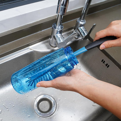 MOSOLAN 3-in-1 Water Bottle Cleaning Brush Set - Long Handle Scrubbing Brush for Tumbler, Straw, Baby Bottles, Drinking Glasses, White