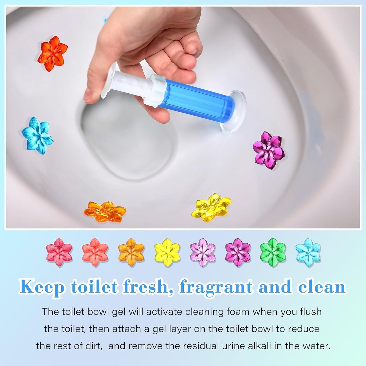 6 Pcs Toilet Gels 84 Count 1 Kind Flower Stamp Bowl Gel Scent Toilet Stain Removal Cleaner Air Freshener Flower Stamps Pack for Bathtubs Bathroom