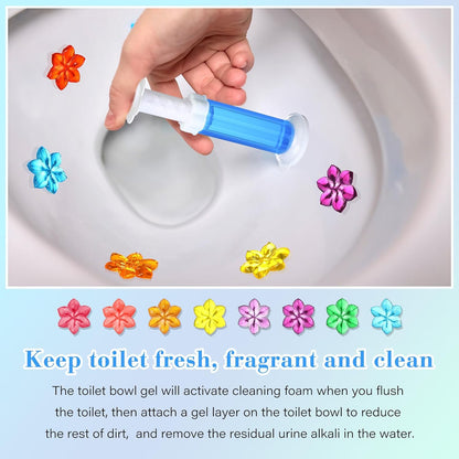 6 Pcs Toilet Gels 84 Count 1 Kind Flower Stamp Bowl Gel Scent Toilet Stain Removal Cleaner Air Freshener Flower Stamps Pack for Bathtubs Bathroom