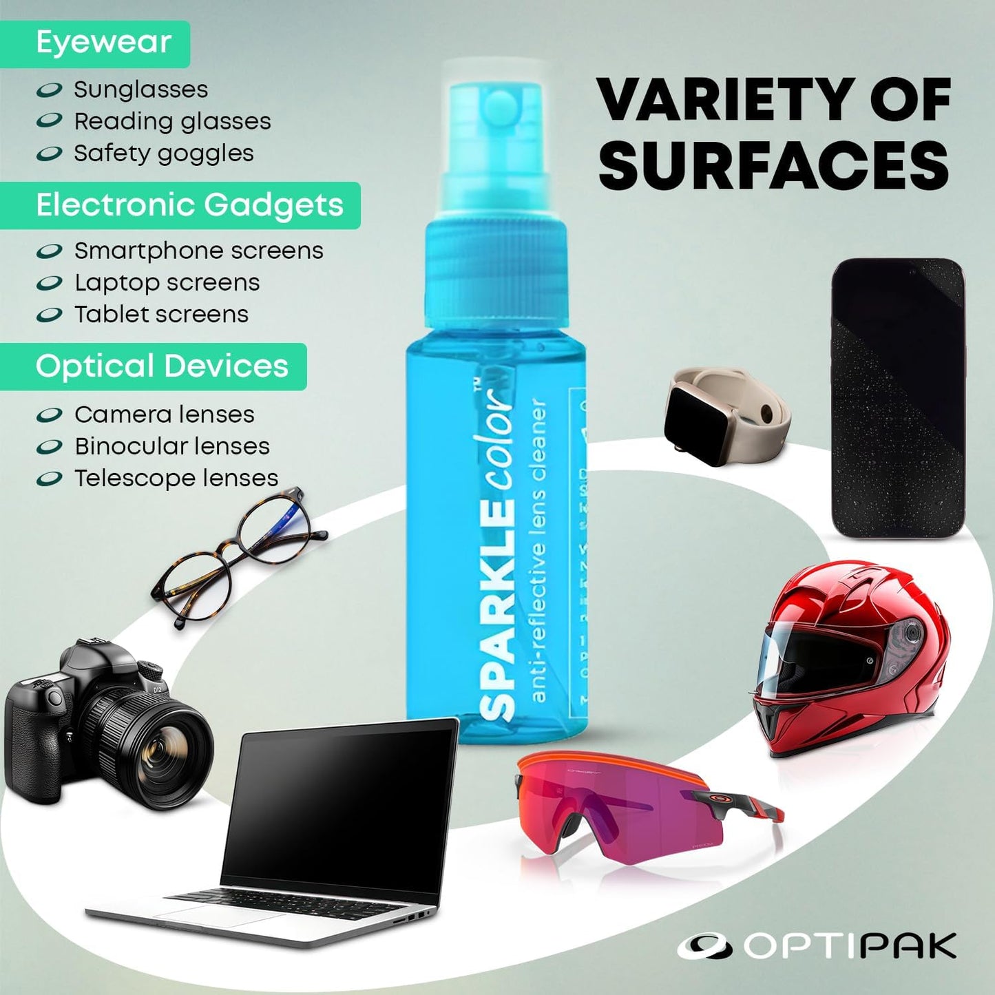 Sparkle Anti-Reflective Safe Lens Cleaner Spray Kit - (2) 1oz Glasses Cleaner Spray & (2) Microfiber Cloth for Eyeglasses, Sunglasses, Lenses, Screens and Camera Cleaning Kit (4 Piece Set)