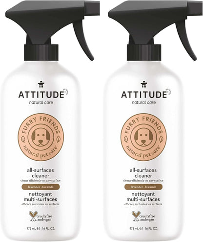 ATTITUDE All Surface Cleaner for Pets, Plant and Mineral-Based Ingredients, Vegan and Cruelty-free, Lavender, 16 Fl Oz