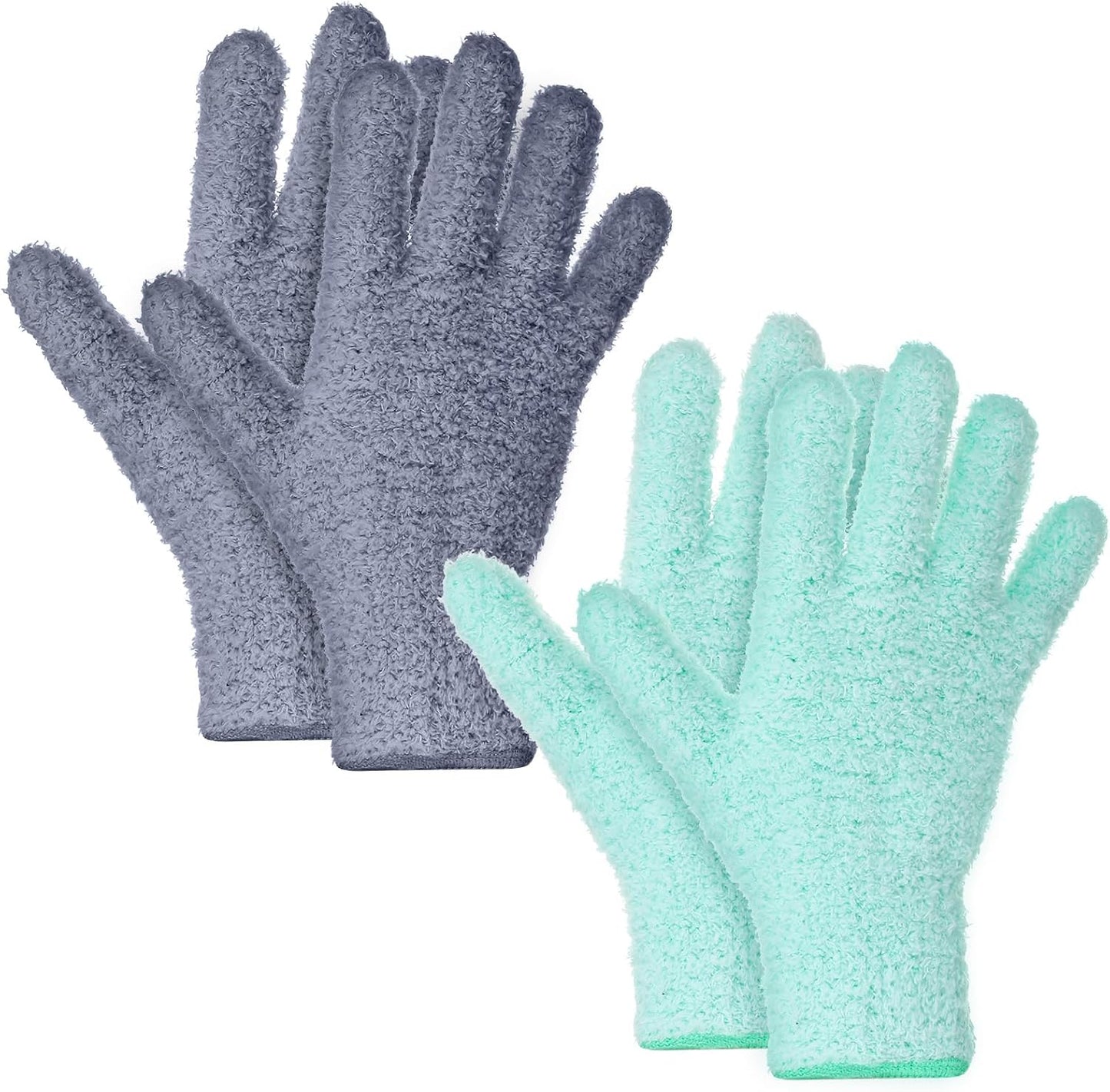 2 Pairs Microfiber Plant Dusting Gloves, Leaf Cleaning Gloves, Microfiber Dusting Cleaning Glove for Plant Dust, Household Clean, Washable Reusable Mittens for Plants, Blinds, Furniture