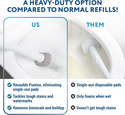 Impresa 6-Pack Pumice Stone Toilet Bowl Cleaner Refill Heads - Compatible with Clorox Toilet Wand Refills - Reusable Natural Stone Scrub Heads for Tough Stains