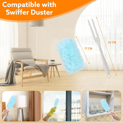 30PCS Disposable Dusters Refills Compatible with Swiffer,180 Degree Electrostatic Disposable Replacement Head for Home,Office,Ceiling Fans,Blinds and Furniture Dusting