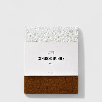 Public Goods Scrubber Sponge | Cleaning & Scrubbing Sponges for Dishes & Kitchen Sink | Natural, Plant-Based Sponges | Pack of 4