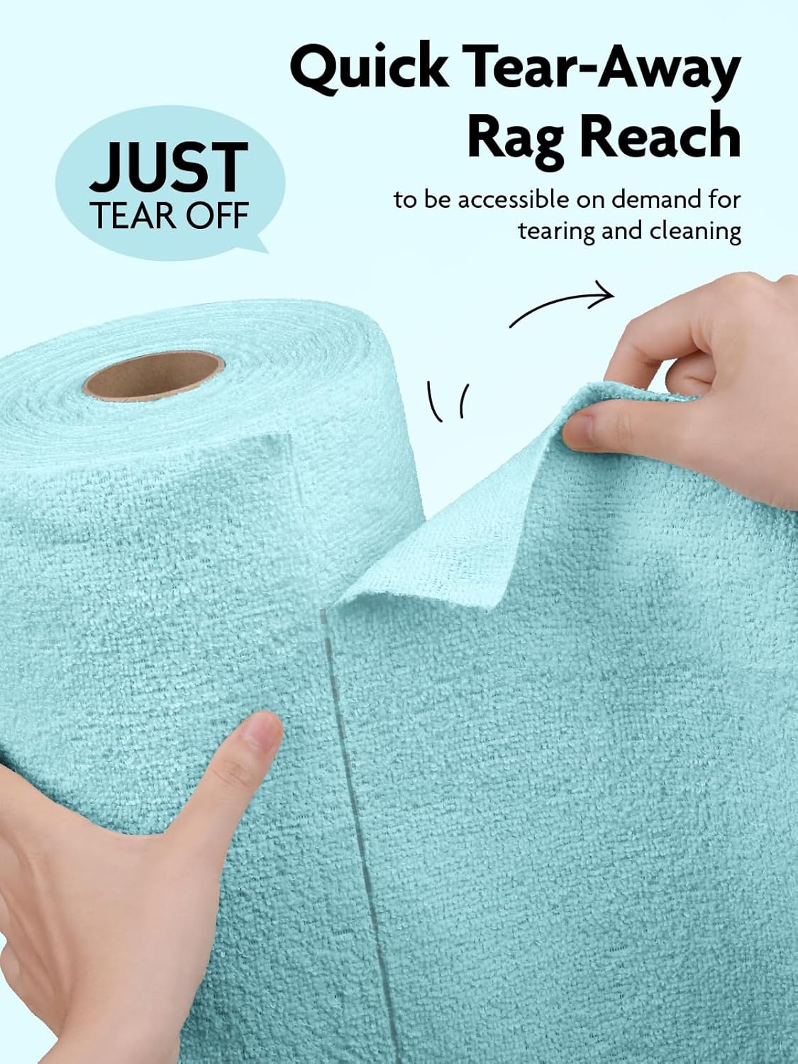 Fantasticlean Microfiber Cleaning Cloth Roll -75 Pack, Tear Away Microfiber Towels, 12" x 12", Reusable, Washable, Scratch Free, Ultra Absorbent Dishcloth for All-Around Cleaning Supplies (White)