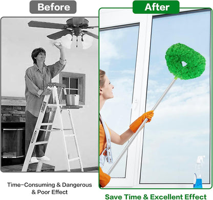 Ceiling Fan Cleaner Duster Reusable Microfiber Ceiling Fan Blade Cleaner Removable Duster with Extension Pole Adjusts 13 to 49.7 Inch for Cleaning Walls Bookshelves Furniture Door Window Top (Blue)