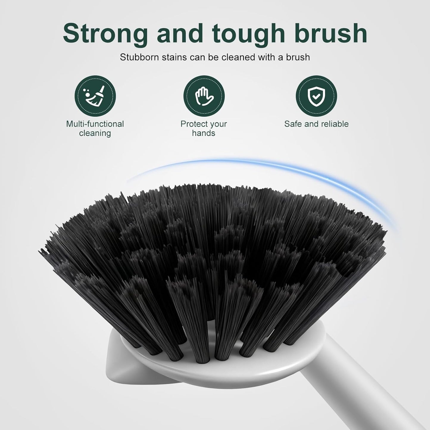 Dish Brush, 2 Pack with Comfortable Handle, with Built-in Scraper, Scrub Brush with Medium Firm bristles for Cleaning Dishes, Sink, Pots (Brown)