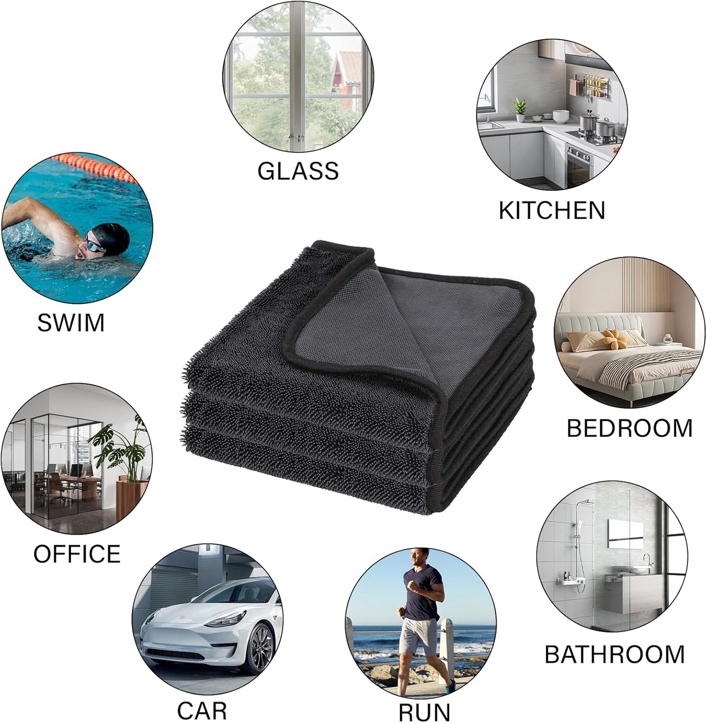 Cleaning Wipes Cloths,5pcs Cleaning Drying Towels,Shower Doors Drying Towels,12 * 10” Streak Free Glass Window Car Mirror Super Absorben Microfiber Cleaning Cloths Cleaner(5pcs grey12*10”)