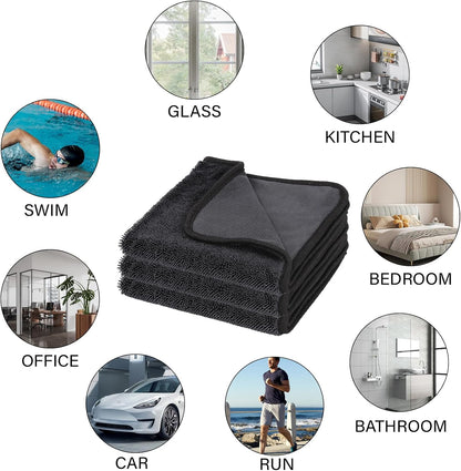 Cleaning Wipes Cloths,5pcs Cleaning Drying Towels,Shower Doors Drying Towels,12 * 10” Streak Free Glass Window Car Mirror Super Absorben Microfiber Cleaning Cloths Cleaner(5pcs grey12*10”)