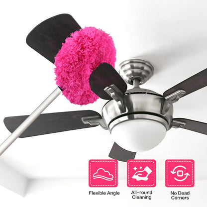 Ceiling Fan Cleaner Duster Reusable Microfiber Ceiling Fan Blade Cleaner Removable Duster with Extension Pole Adjusts 13 to 49.7 Inch for Cleaning Walls Bookshelves Furniture Door Window Top (Blue)
