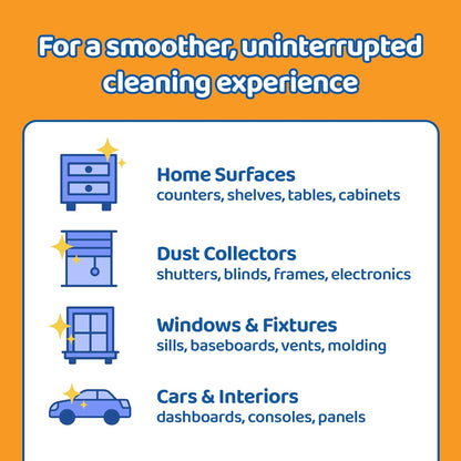 Dust Sponge for Cleaning with Built-In Pocket - Heavy Duty Damp Dusting Sponge with Ridges for Home, Office, Car Surfaces - Portable, Multipurpose, Easy to Use Dust Cleaner, Remover fur cobra