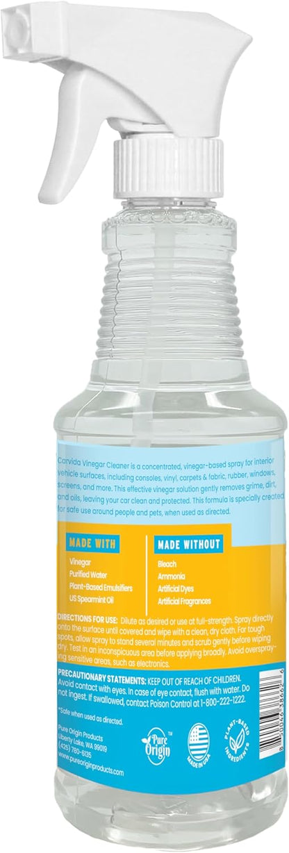 Carvida Vinegar Cleaner, Plant-Based, Multi-purpose Automotive Cleaning Spray, Natural Mint Scent, 16oz