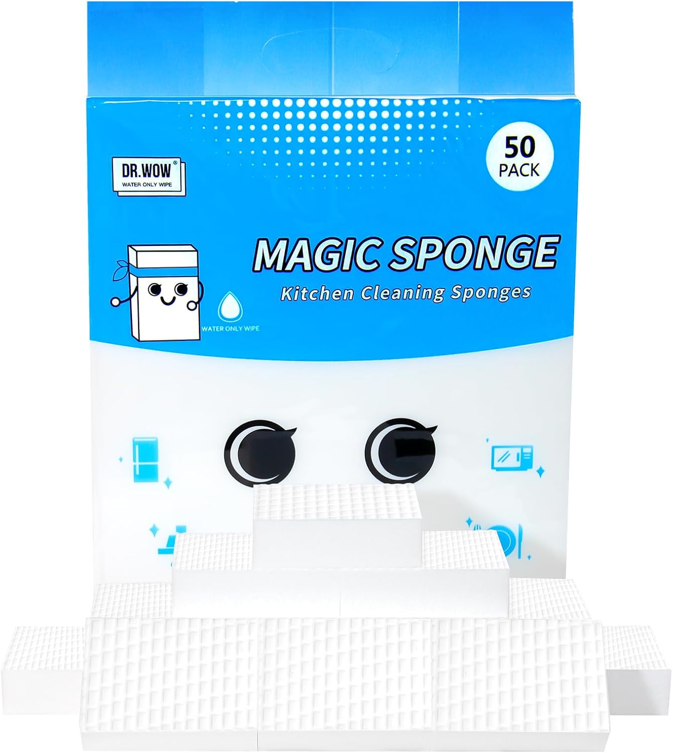 50-Pack Extra-Thick Melamine Sponges – 3.94" × 2.76" × 1.18" Durable Kitchen & Bathroom Cleaning Pads – Powerful, Non-Scratch, Water-Activated Magic Sponge
