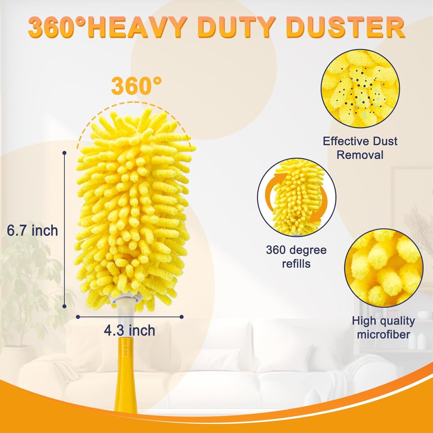 KeFanta Reusable Duster Refill for Swiffer, 360° Heavy Duty Duster Refills 8Pcs with 1 Handle, Washable Microfiber Dusters for Cleaning