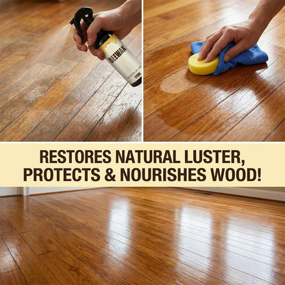 2 PCS Beeswax Wood Polish Spray: Natural Beeswax Furniture Polish and Cleaner - Wood Care Spray for Cabinets, Tables, Floors - Wood Conditioning Polish Kit with Sponge & Cloth (2)