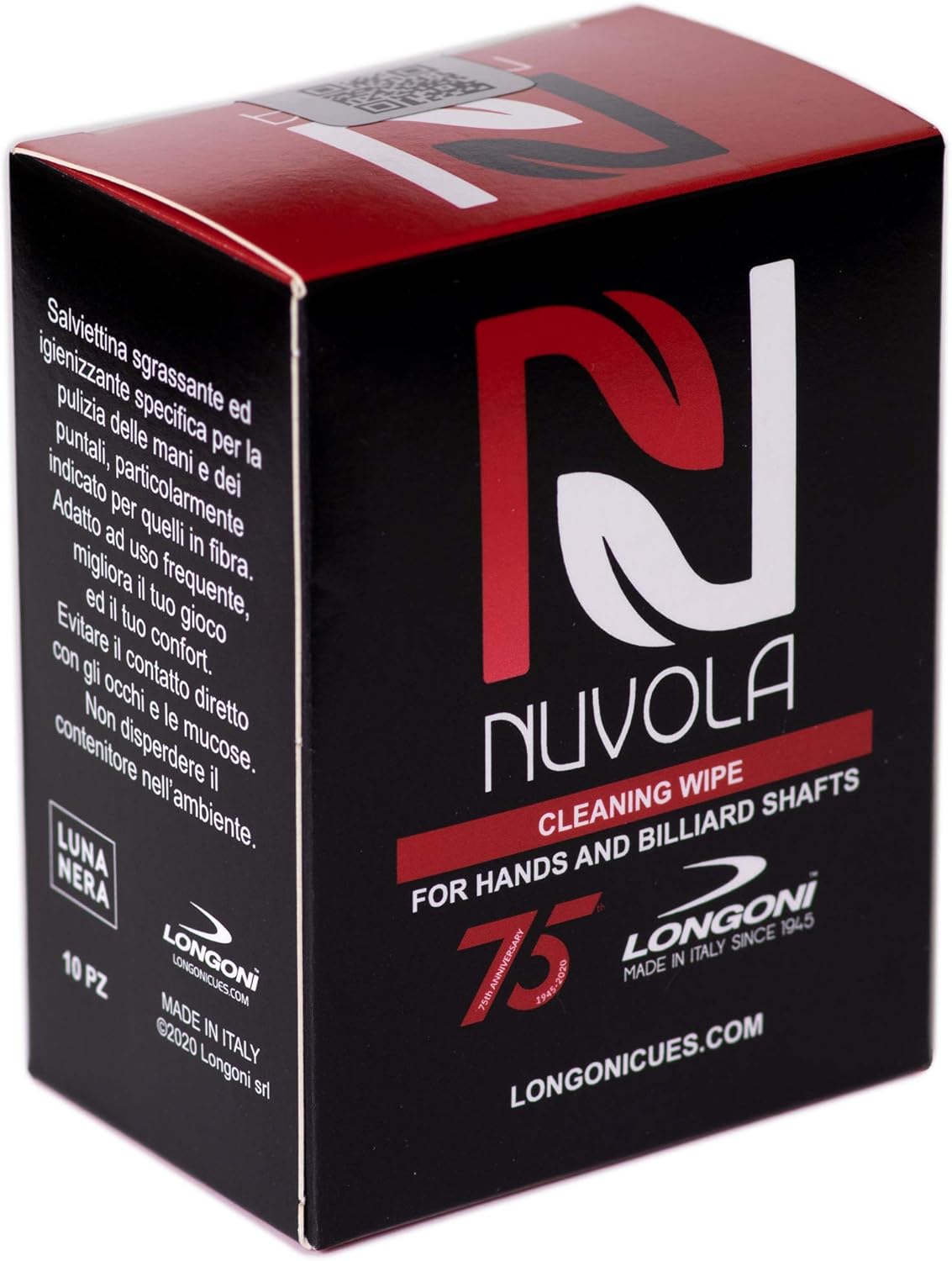 Longoni Nuvola Cleaning Wipes for Pool Billiard Cue Shafts and Hands 10 pcs