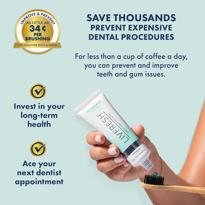 LIVFRESH Toothpaste Gel, Clinically Proven to Remove Plaque 250% Better, Improves Gum Health 190% Better, Prevents & Reduces Tartar, Mild Peppermint