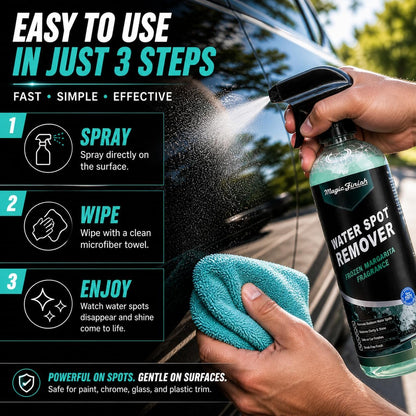Magic Finish Water Spot Remover for Cars – Professional Hard Water Stain & Mineral Deposit Remover for Paint, Chrome & Wheels – Restores Shine & Gloss – Frozen Margarita Scent – 16oz