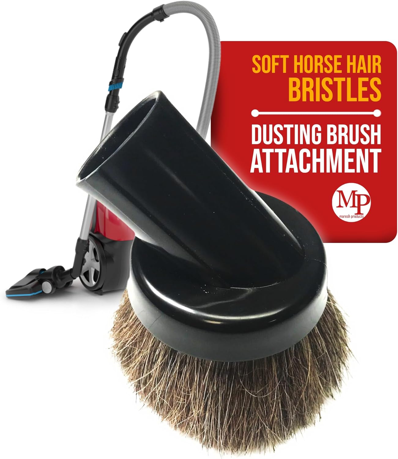 MP Maresh Products Household Cleaning Vacuum Brush Attachment - Horse Hair Vacuum Cleaner Accessories, Soft, Dust Floor Brush, Compatible with Shop Vac 1-1/4" Vacuum Cleaners for Hard Surfaces - Black