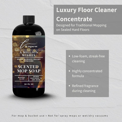 Lapew Santal Scented Mop Soap - Luxury Floor Cleaner Concentrate for Mopping Tile, Laminate, Vinyl & Hardwood | Streak-Free, Low-Foam | 36 oz - Colors A