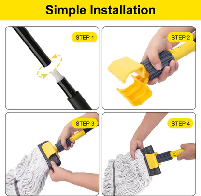 KeFanta Commercial Mop Heavy Duty Industrial Mop with Long Handle,60" Looped-End String Wet Cotton Mops for Floor Cleaning,Home,Kitchen,Office,Garage and Concrete/Tile Floor