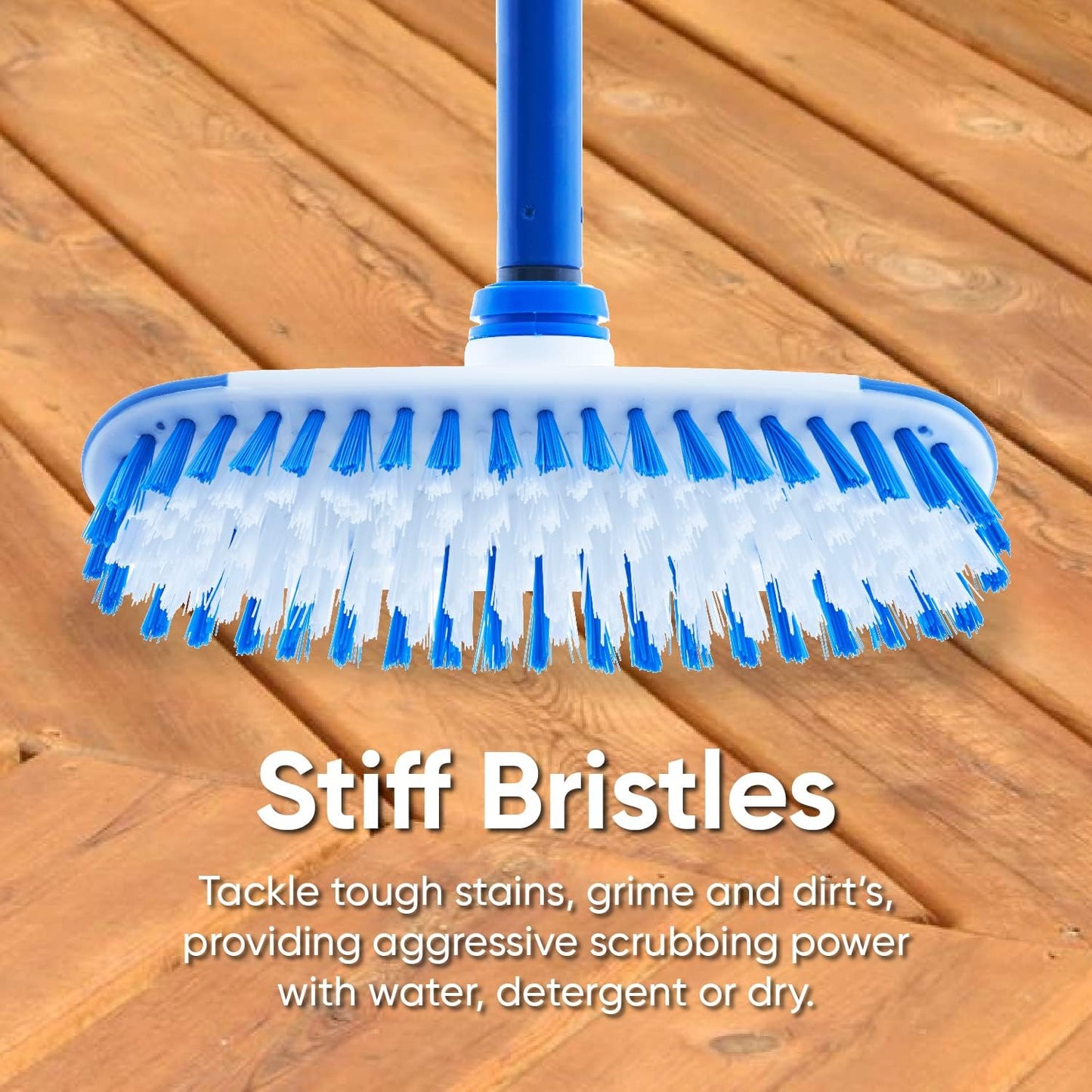 Superio Deck Scrub Brush Head Heavy Duty Stiff Bristles Replacement, Brush Refill with Scraper - Cleans Hot Tub, Swimming Pool, Granite Tiles, Bathroom, Patio, Kitchen, Wall, and Deck