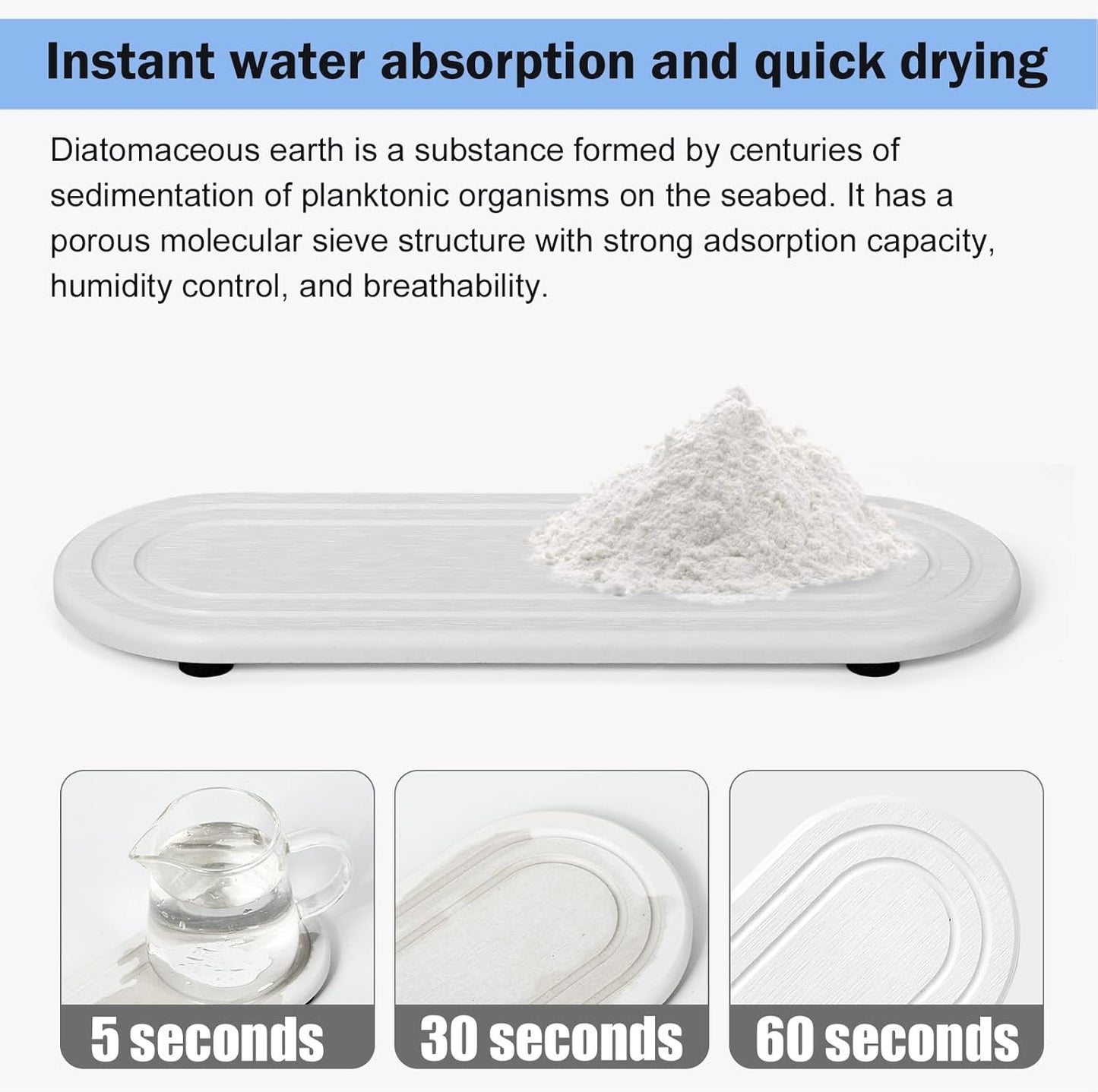 3PCS Water Absorbing Stone Tray, Fast Drying Stone Sink Tray, Stones Soap Trays, Water Absorbent Diatomite Trays, Diatomite Coasters for Kitchen Sink Bathroom Counter, Hand Soap Dish & Holders
