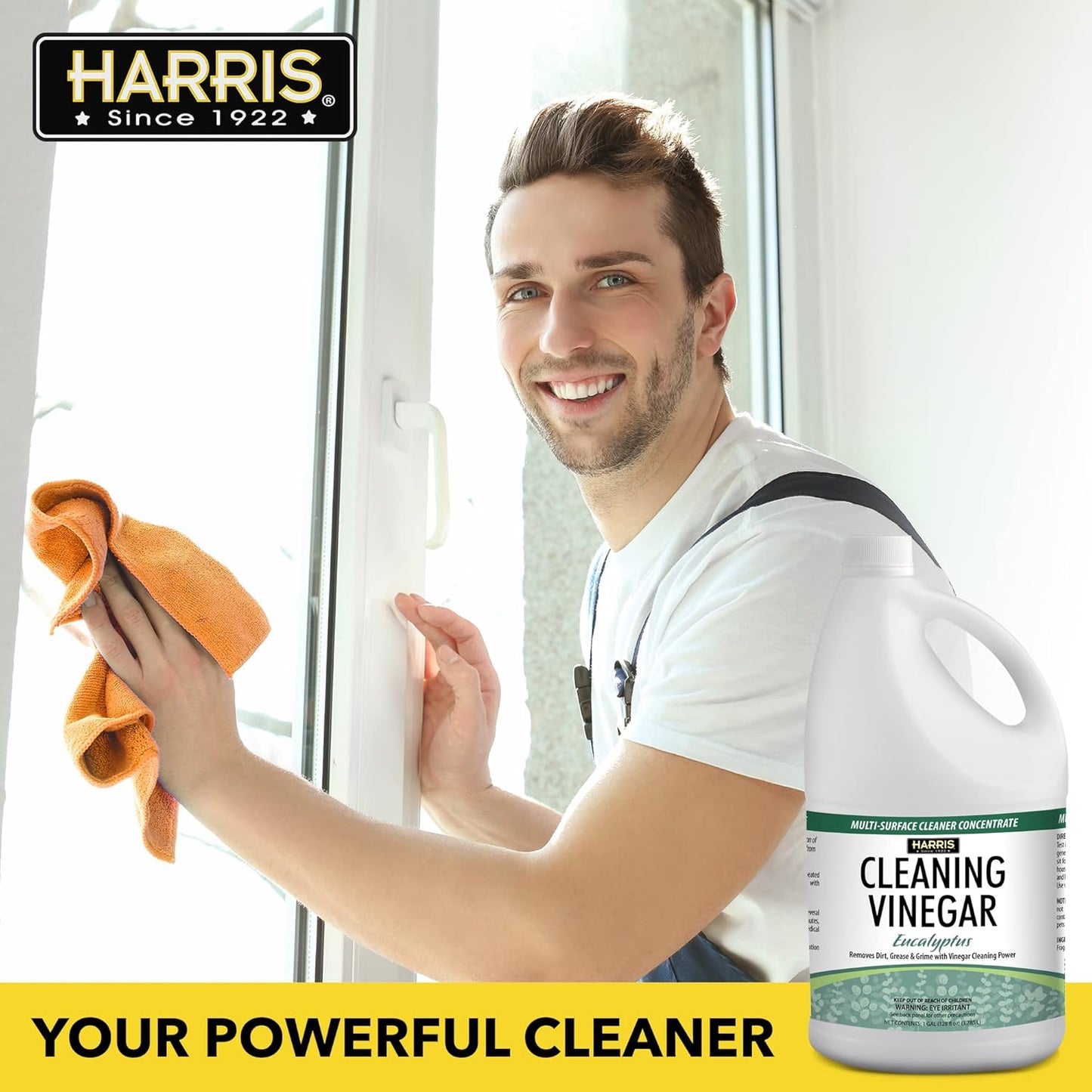Harris Multi-Purpose Vinegar Household Surface Cleaner, Orange Scent, 128oz, Easy Pour Funnel Included
