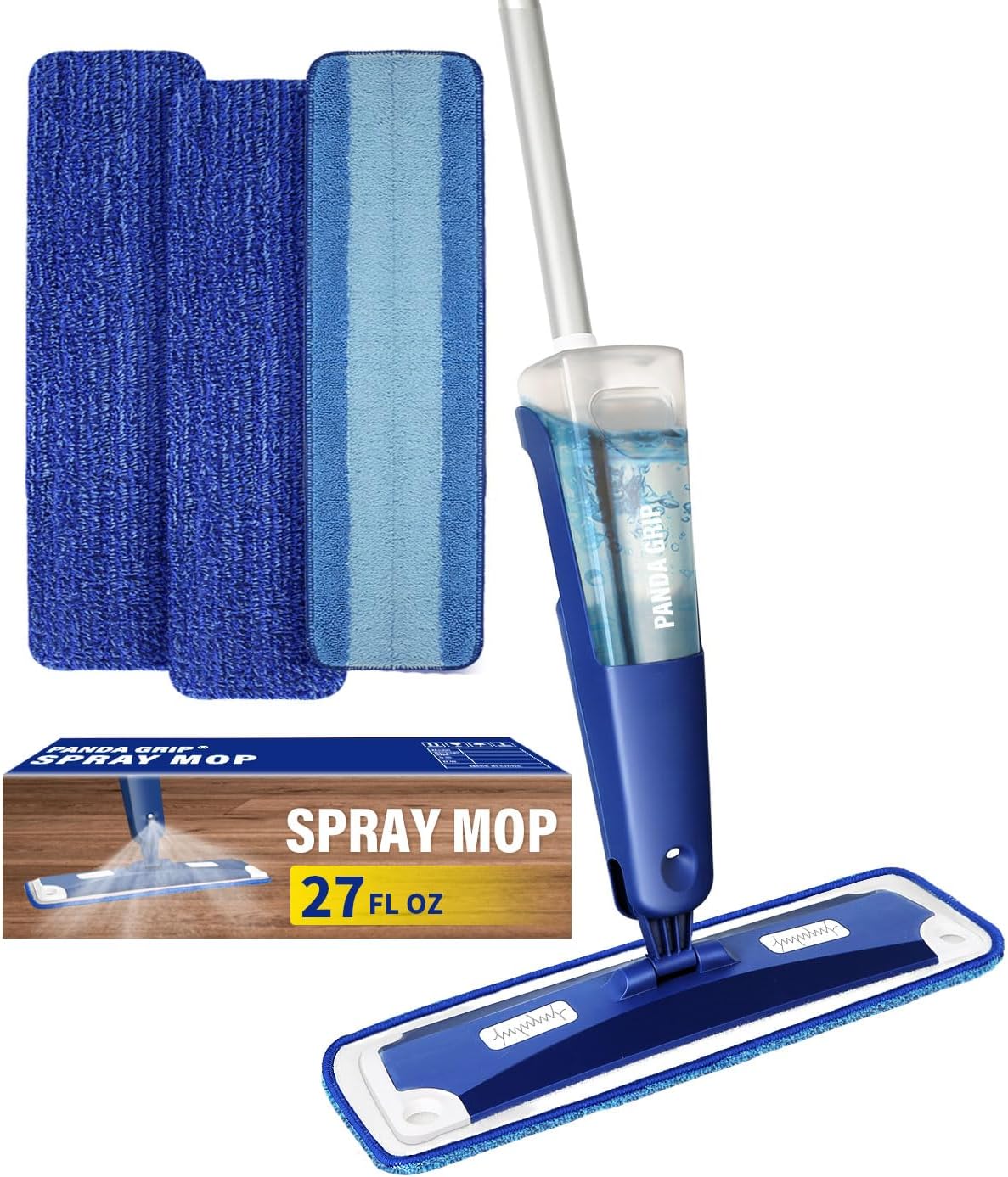Mops for Floor Cleaning, Wet and Dry Spray Mop with Refillable Spray Bottle and 3 Washable Microfiber Pads Home or Commercial Use Flat Mop for Hardwood Laminate Wood Ceramic, Purple