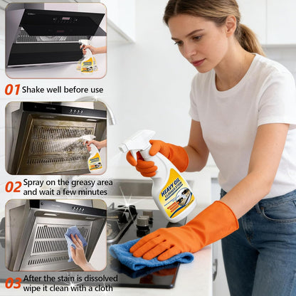 cuoct Kitchen Heavy Oil Cleaner Stain, Heavy Oil Stain Cleaner Kitchen, 300ml Multi-Purpose Cleaner - Clean Up Kitchen Oil Stains Spray, Heavy Oil Cleaner Stain for Household, Oven, Stove, Range Hood