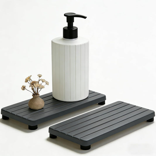 Instant Dry Sink Tray, Anti-Slip Stone Sink Caddy, Durable Kitchen Sink Organizer, Quick Dry Water Absorbing Stone Tray for Bathroom Counter, Stone Soap Tray -Dark Gray
