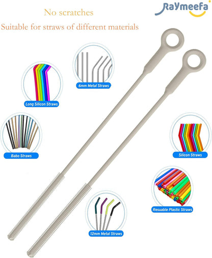 Straw Cleaner Brush Set - Raymeefa Scratch-Free Detail Cleaning for Reusable Straws & Tumblers (Blue)