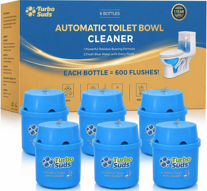 Ultra-Long Lasting Toilet Bowl Cleaners – 6 Pack Automatic Toilet Tank Cleaning Bottles Tablets, Long-Lasting Stain & Odor Control, Septic-Safe, Blue Water, Fresh Scent