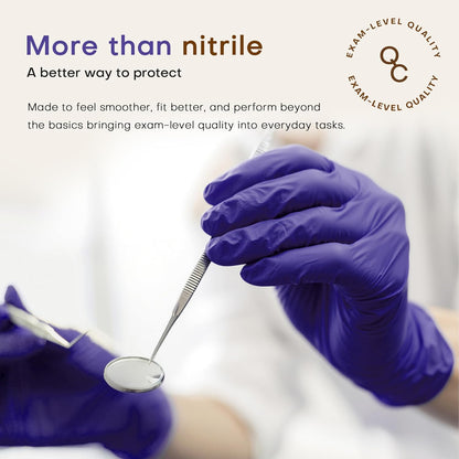 SUP Powder-Free Nitrile Exam Gloves, 100 Count Food Safe Latex-Free Medical Non-Sterile Cooking Disposable Glove, Blue Violet