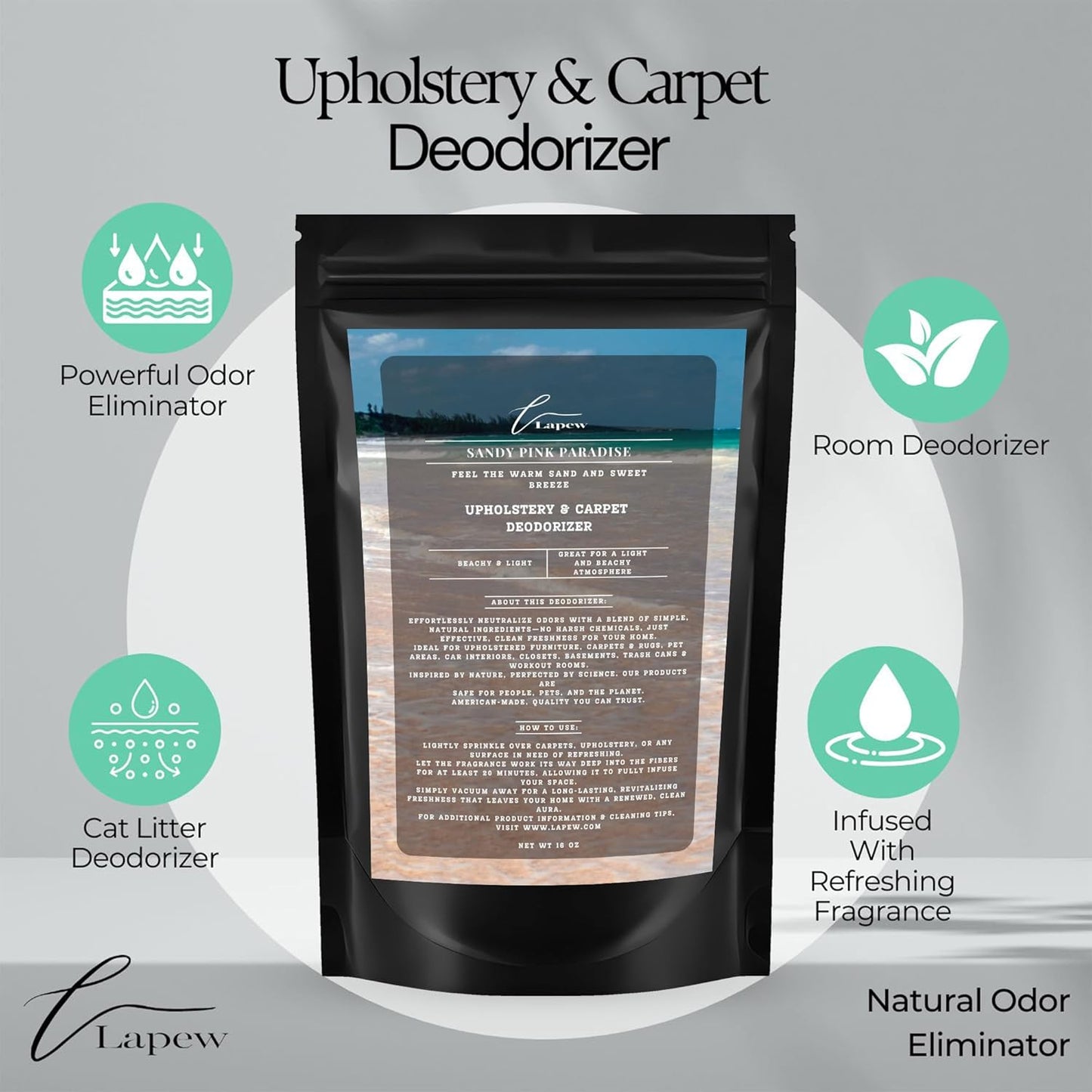 Lapew Black Sea Scented Cleaning Bundle | Carpet Deodorizer Powder (16 oz) & Mop Soap Concentrate (36 oz) | Pet-Friendly Odor Eliminator - Colors B