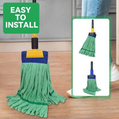 Heavy Duty Commercial Mop Head Replacement Microfiber Tube Mop Heads for Floor Cleaning: 3 Packs Looped End Wet Mop Head Refill for Home Commercial Industrial Use (Yellow)