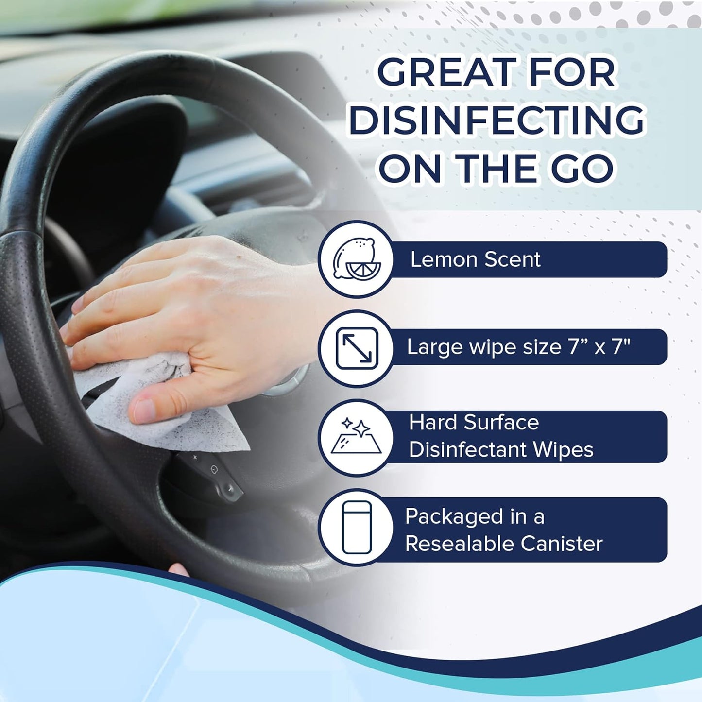 Herclean Wipes, Cleaning Wipes, Household Cleaning Wipes - Office Supplies, School Supplies, Travel Essentials, Home Essentials (85pcs/Canister)/12 PER CASE