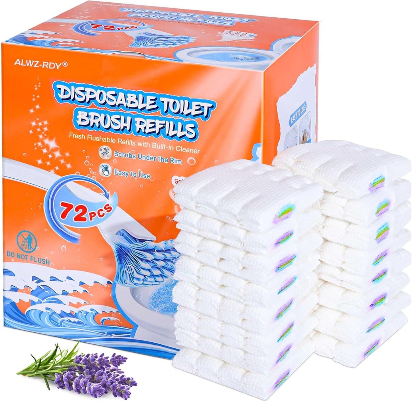 Toilet Cleaner Refill Pads 72ct Disposable Scrubber Refill Fresh Bowl Pads for Bathroom, Lemon Scent
