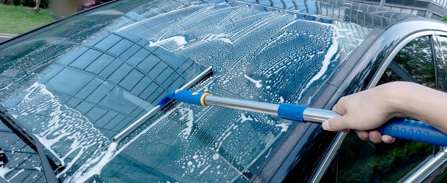 14" Shower Squeegee for Glass Doors, All-Purpose Extendable Squeegee for Shower Glass with 2 Blades,Window Squeegee,Window Cleaner Tool for Shower Doors, Windows, Bathroom and Car Windshields