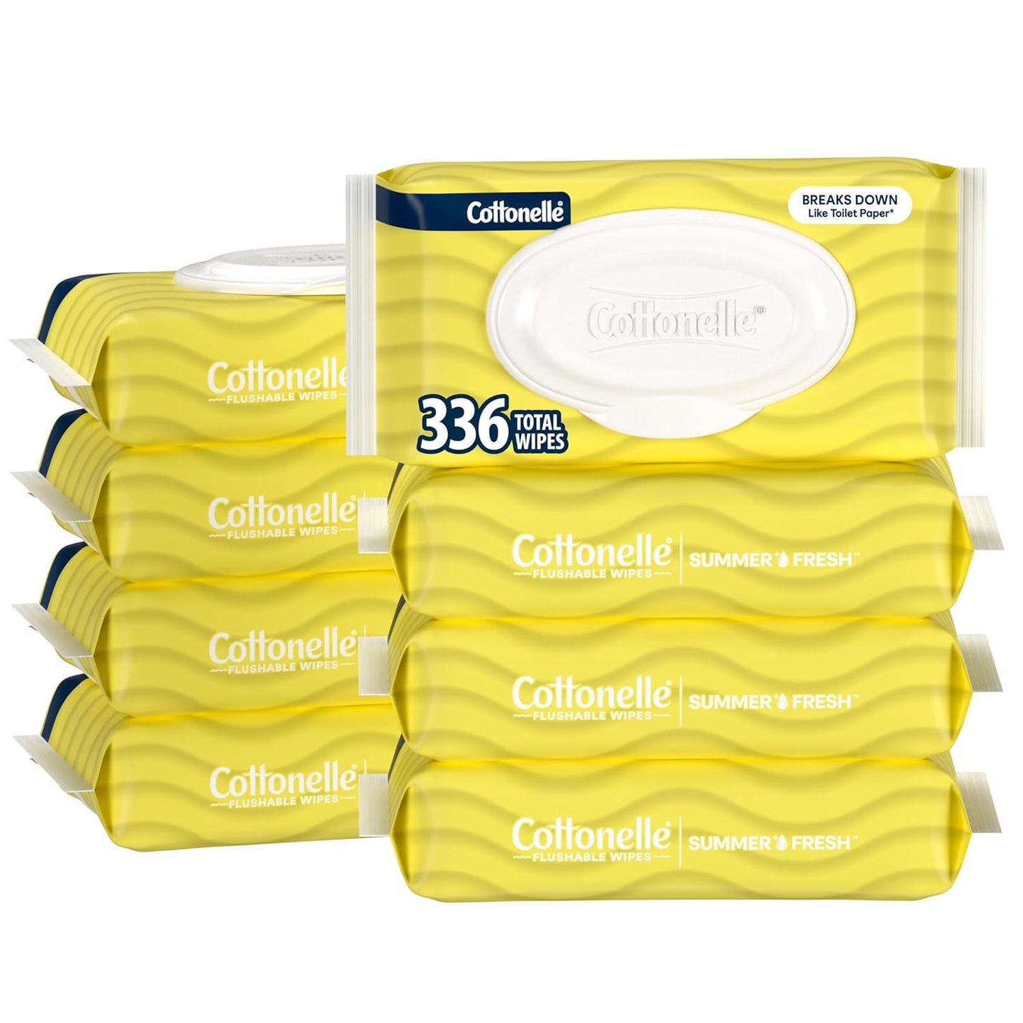 Cottonelle Fragrance Free Flushable Wet Wipes, Adult Wet Wipes, 2 Flip-Top Packs, 42 Wipes Per Pack
