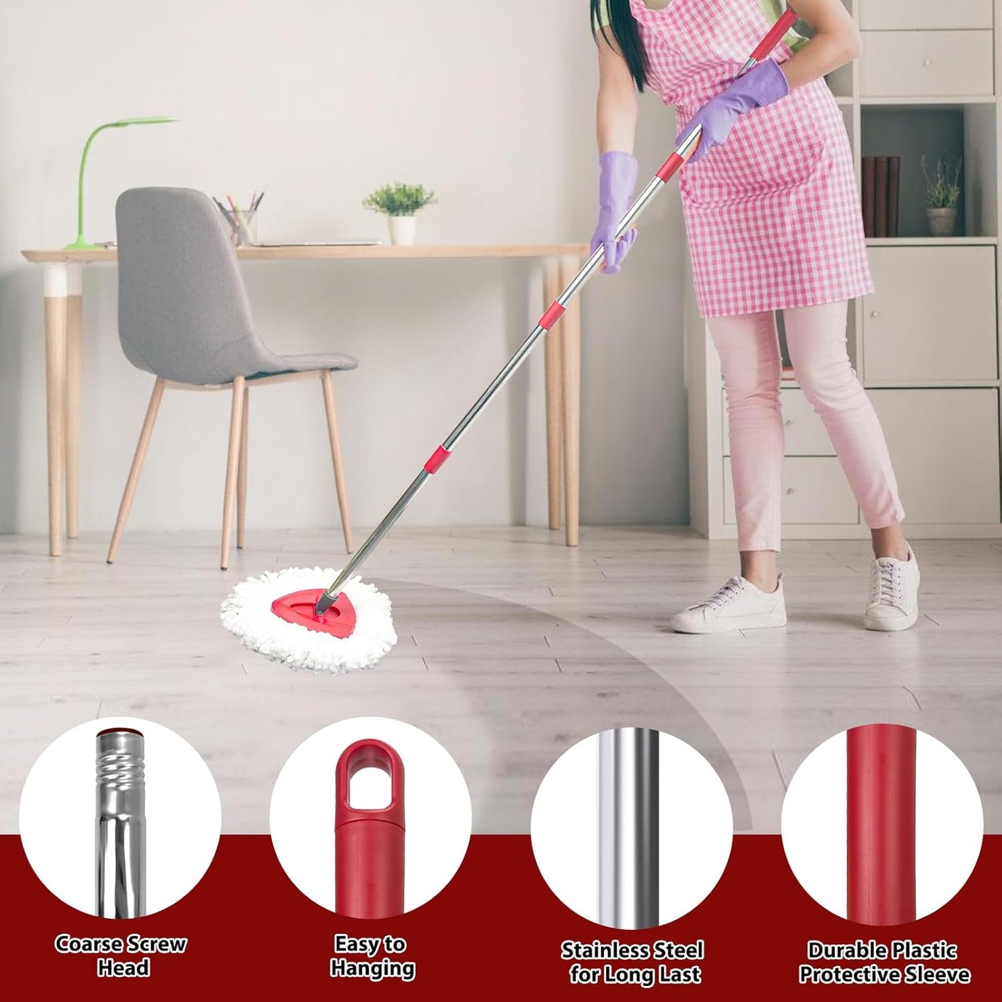 Mop Replace Head, 3 Pack Spin Mop Replacement Head Easywring 1-Tank System, Easy Cleaning, Microfiber, Machine Washable
