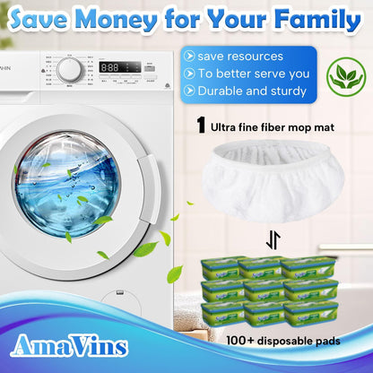 AmaVins 5 Pack Reusable Microfiber Mop Pads Compatible with Swiffer Sweeper Mop, Wet and Dry Flat mop Cover, Washable Mop Pads for Surface/Hardwood Floor Cleaning (Mop is Not Included)