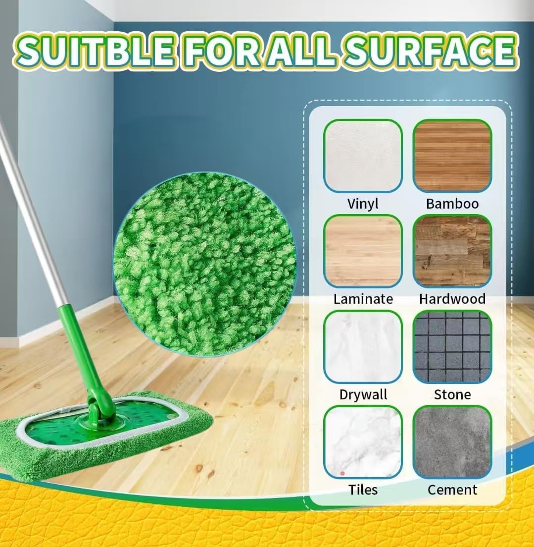 8 Pack Chenille Mop Refill Pads, Reusable Microfiber Mop Pads for 10''–12'' Flat Mops, Washable Dry& Wet Pads Refill for Hardwood, Tile, Compatible with Swiffer Sweeper