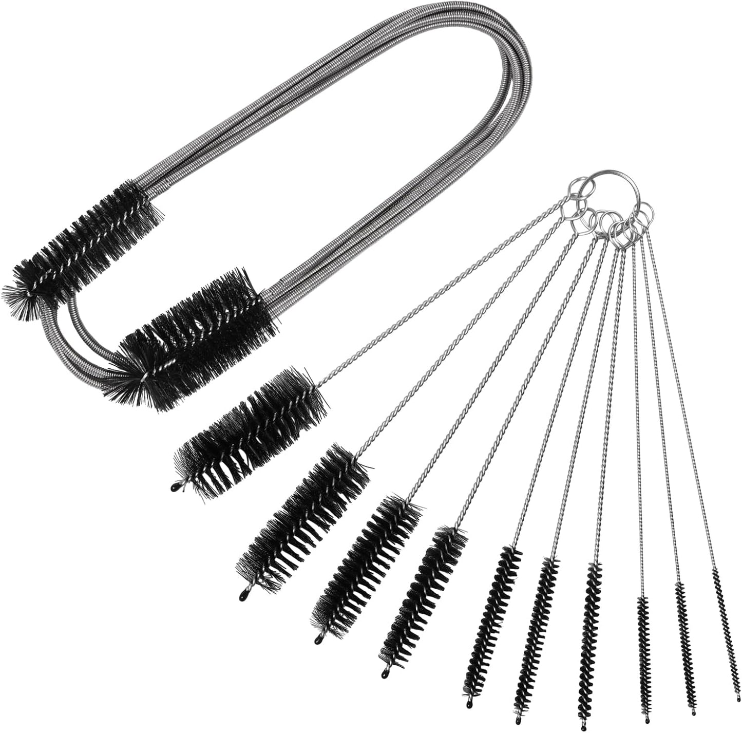 11 Pcs Flexible Drain Brush Set, 79 Inches Double Ended Tube Cleaning Brushes and 10 Pcs Different Sizes Straw Cleaning Brush Long Pipe Cleaners for Kitchen, Sink, Drain Pipe