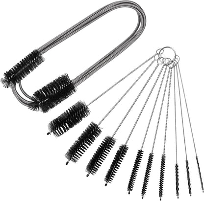 11 Pcs Flexible Drain Brush Set, 79 Inches Double Ended Tube Cleaning Brushes and 10 Pcs Different Sizes Straw Cleaning Brush Long Pipe Cleaners for Kitchen, Sink, Drain Pipe